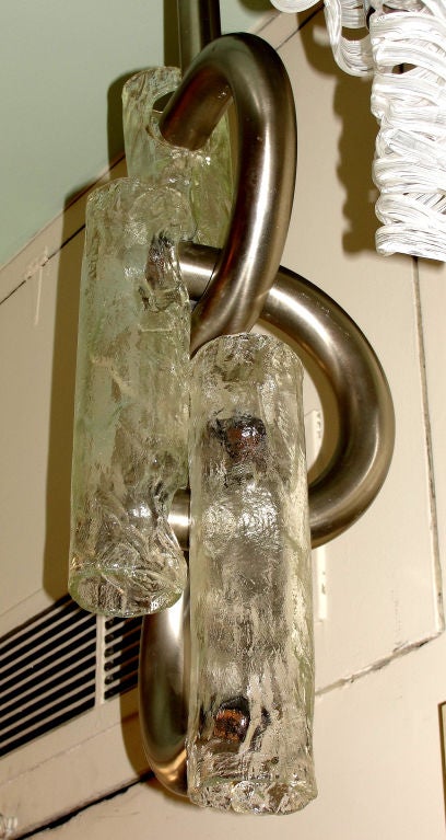 Sculptural Venetian glass and steel chandelier by Carlo Nason