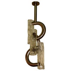 Used Sculptural Venetian glass and steel chandelier by Carlo Nason