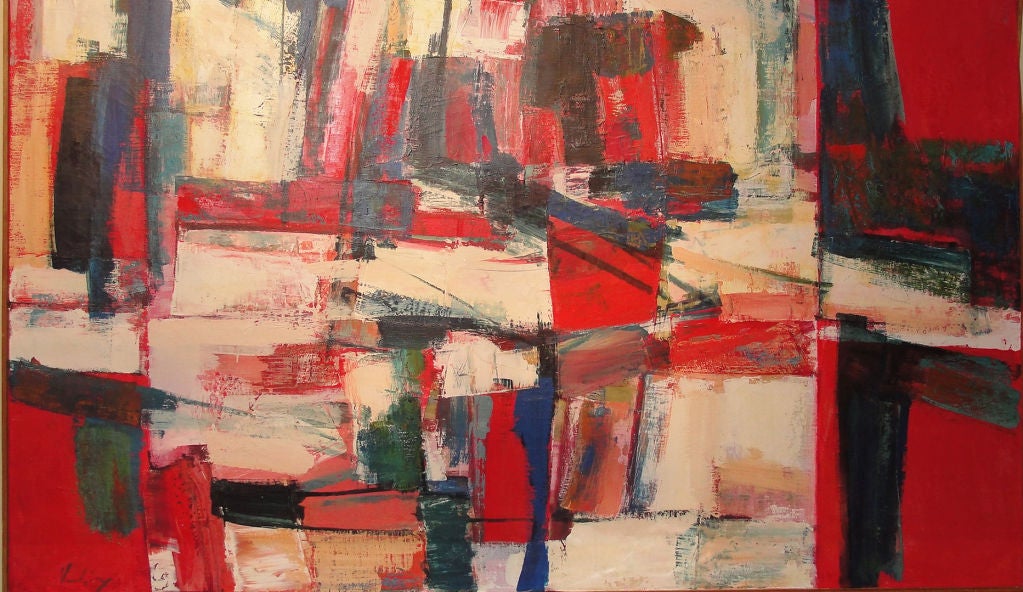 Large, very decorative abstract Oil painting by Erwin Wendig
