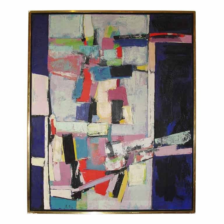 Large, very decorative abstract Oil painting by Erwin Wendig