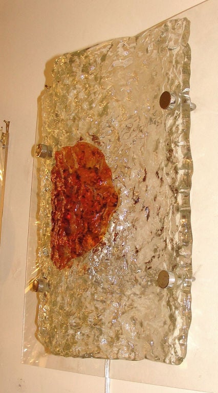 Sculptural Mazzega sun like,  large wall sconce or ceiling light