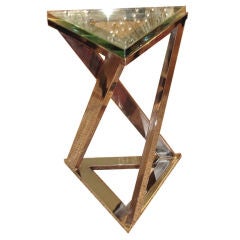 Small triangular chrome side table