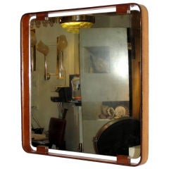 Leather mirror attributed to Adnet