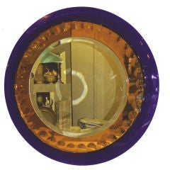 Blue gold Italian mid century mirror