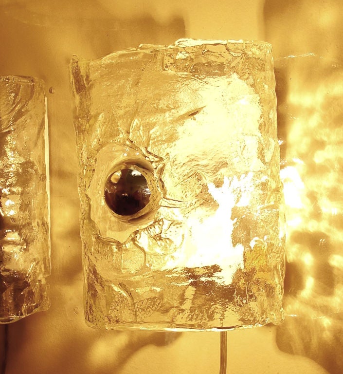 pair of clear rich texture Venetian glass sconces by Mazzega at 1stdibs