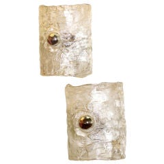 pair of clear rich texture Venetian glass sconces by Mazzega