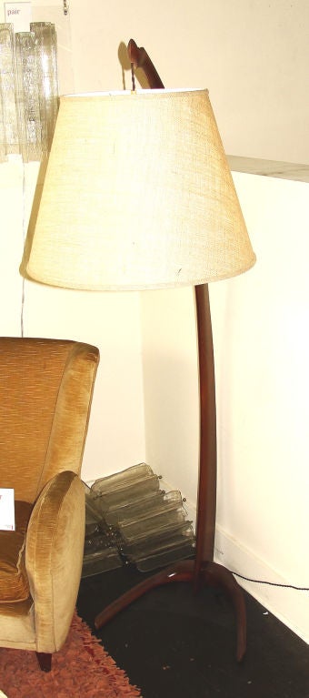 Italian 40's walnut "tusk" floor lamp