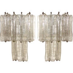 Sculptural, Murano Venini style blown glass sconces