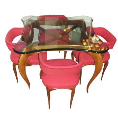 Exceptional Italian gaming table with four chairs
