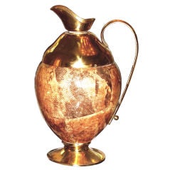 Large Parchment And Brass Water Carafe By Aldo Tura