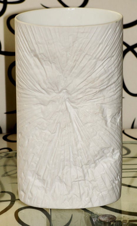 Highly decorative 60's Rosenthal Studio Line vase irregularly ribbed and worked resembling a crinkled paper bag. Designed by Martin Froyer. Marked at the bottom