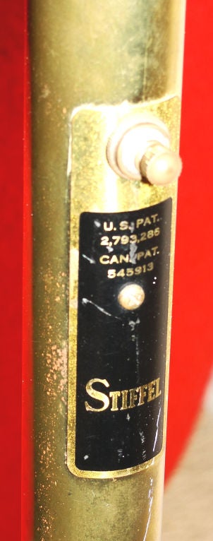 American Sleek mid century brass pole floor lamp