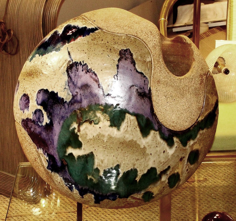 American Large, striking 70's  pottery vase