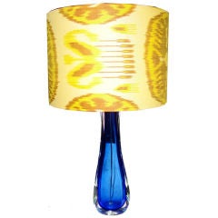 Dazzling, tall  Flavio Poli for Seguso deep blue table lamp