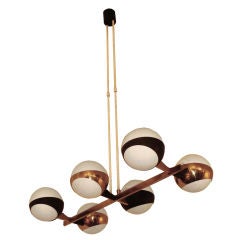 Six lights 50's Stilnovo chandelier
