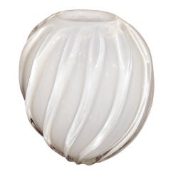 White Opalescent Murano Glass Vase, Italy 1960s