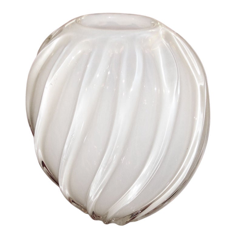 White Opalescent Murano Glass Vase, Italy 1960s at 1stdibs