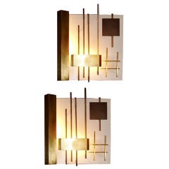 Gio Ponti "Quadri Luminosi" pair of sconces