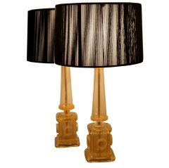 Magnificent pair of Barovier and Toso labeled table lamps