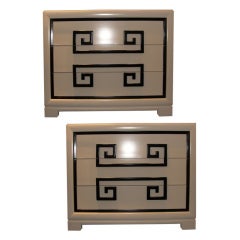 Retro Greek key motif Kittinger pair of chest of drawers