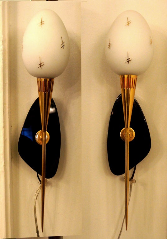 Pair of whimsical 50's French sconces