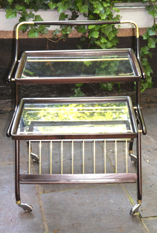 Mid-20th Century Cesare Lacca bar cart magazine stand with removable trays