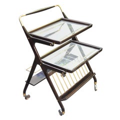 Cesare Lacca bar cart magazine stand with removable trays