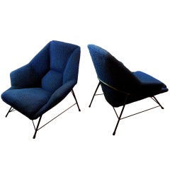 Striking pair of Italian 50's armchairs By Bozzi for Saporiti