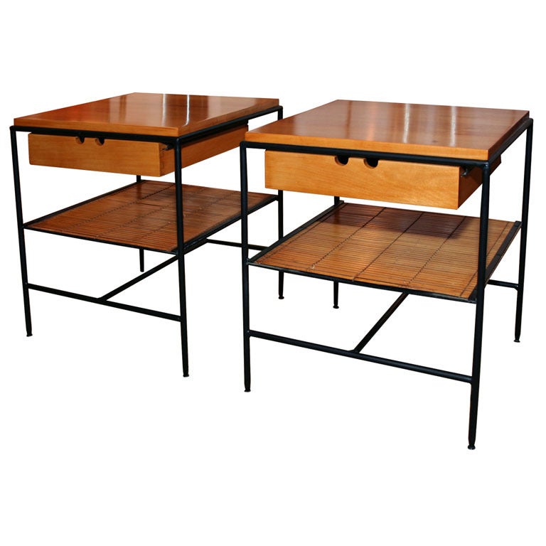 American Wrought Iron Frame 'Planner Group' Nightstands by Paul McCobb