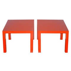 Robsjohn Gibbings Coral Lacquer Side Tables