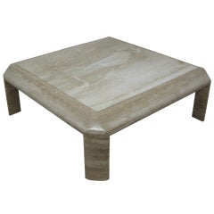 Italian Mid-Century Modern Travertine Coffee Table