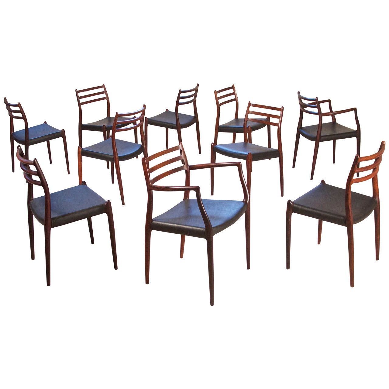 Set of Ten "Carver's Chairs" by Niels Otto Møller