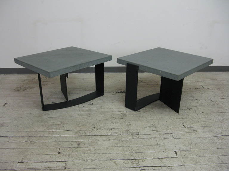 Pair of Italian Grey Limestone Side Tables In Good Condition In Brooklyn, NY