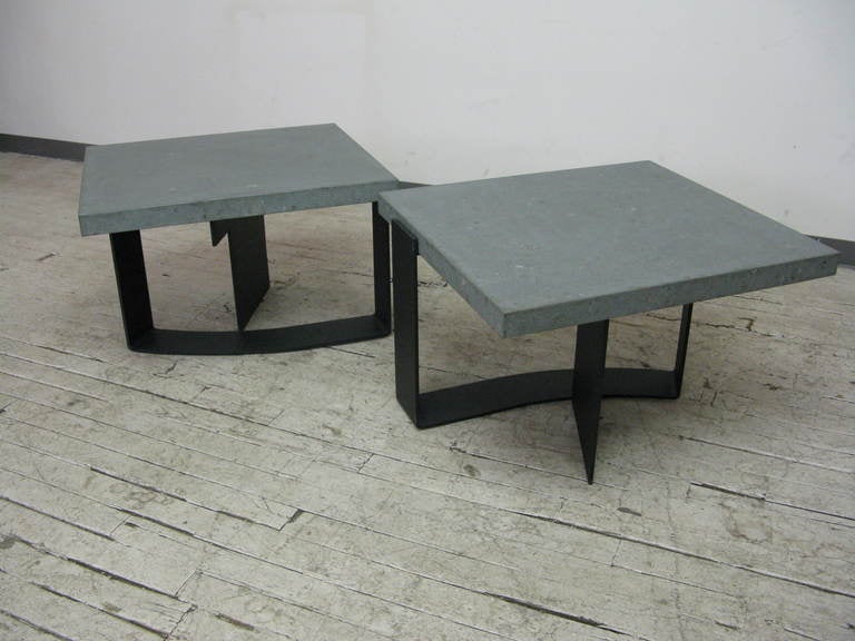 Pair of Italian Grey Limestone Side Tables 3