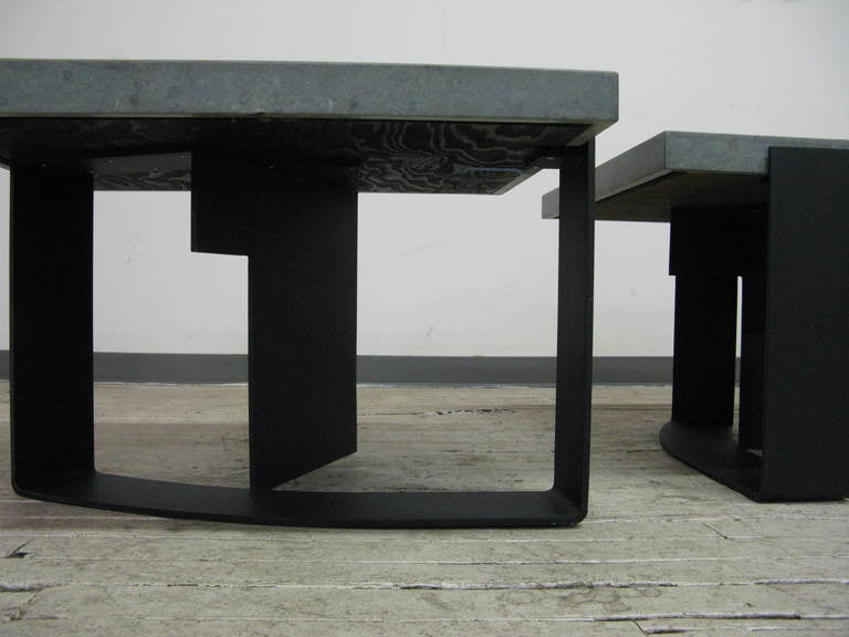 Pair of Italian Grey Limestone Side Tables 1
