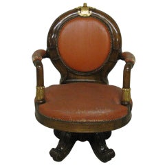 French Empire Mahogany and Parcel-Gilt Library Armchair