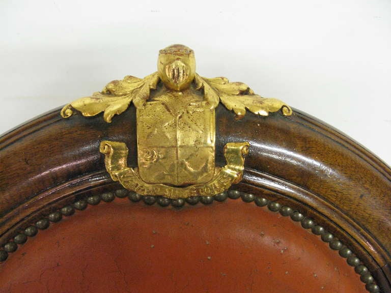 Gold Leaf French Empire Mahogany and Parcel-Gilt Library Armchair