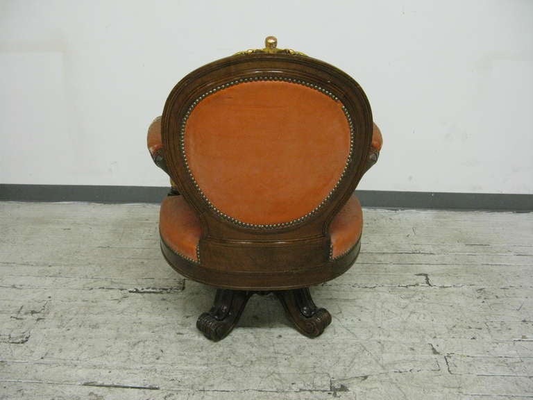 French Empire Mahogany and Parcel-Gilt Library Armchair 4