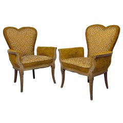 Pair of 1940s Hollywood Regency Fireside Armchairs