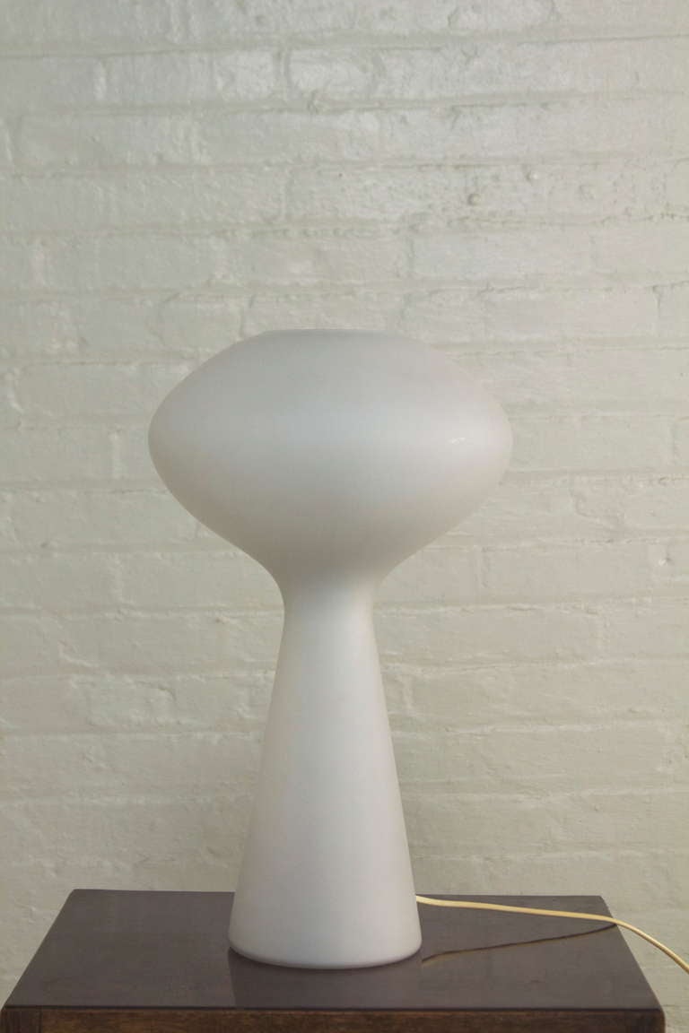 Elegant table lamp in cased-glass designed by Lisa Johansson-Pape for Pukeberg Sweden.
