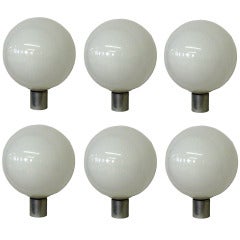 Set of 6 Pre-War Milk Glass Pendant Lights