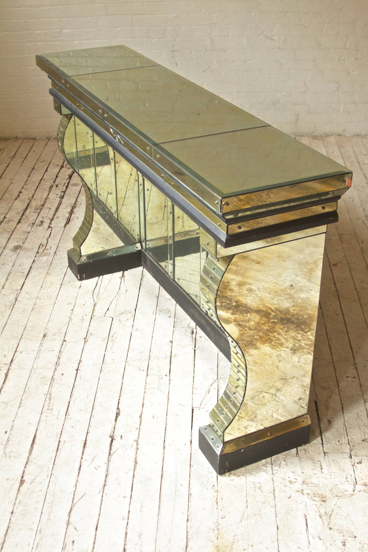 French Mirrored Console in the manner of Serge Roche