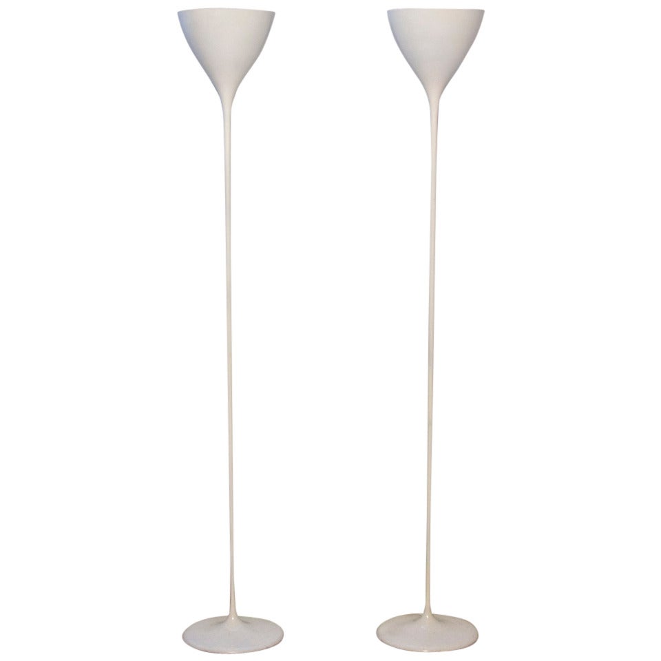Pair of Max Bill Torchiere "Tulip" Lamps for B.A.G Turgi, Switzerland