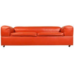 Red Leather Sofa by Adrian Pearsall for Craft Associates