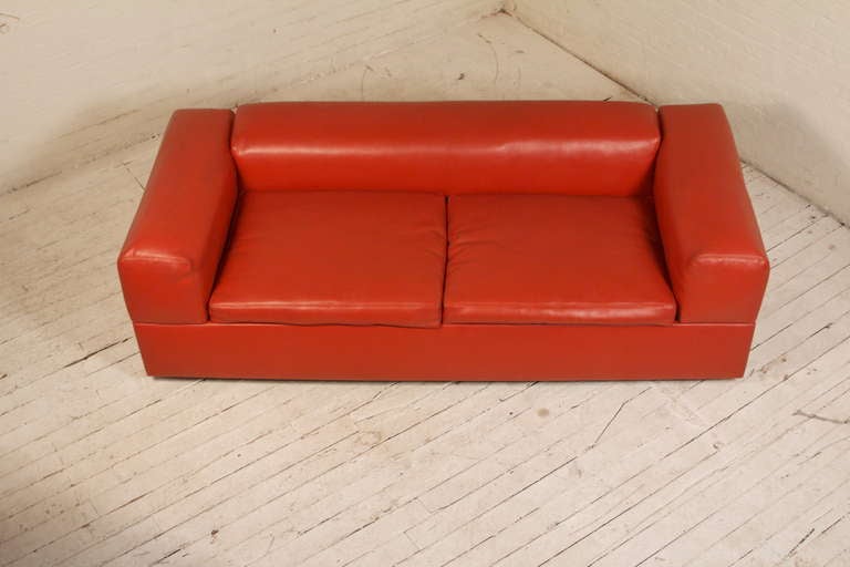 Late 20th Century Red Leather Sofa by Adrian Pearsall for Craft Associates