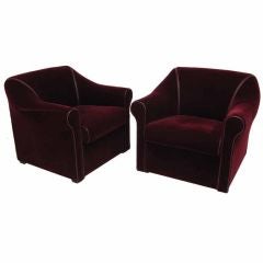 Pair of Art Deco Style Mohair Club Chairs