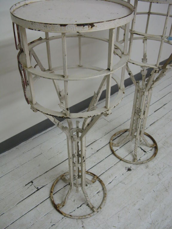 Pair of Painted Iron Pedestals For Sale 3