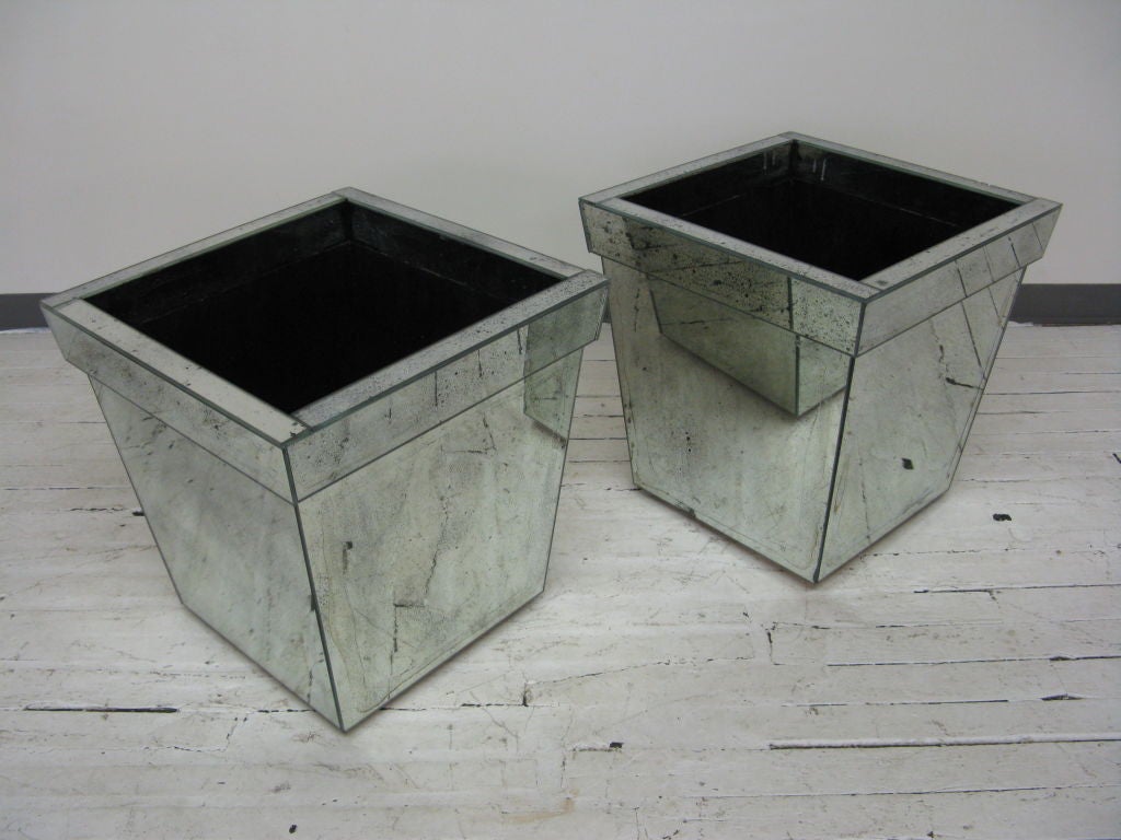 Pair of Mirrored Planters