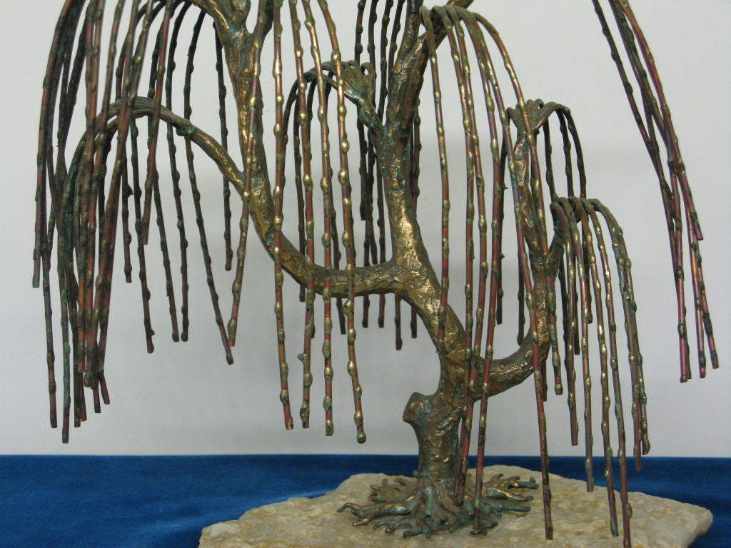 Brass Weeping Willow Tree Sculpture Attributed to Brian Bijan
