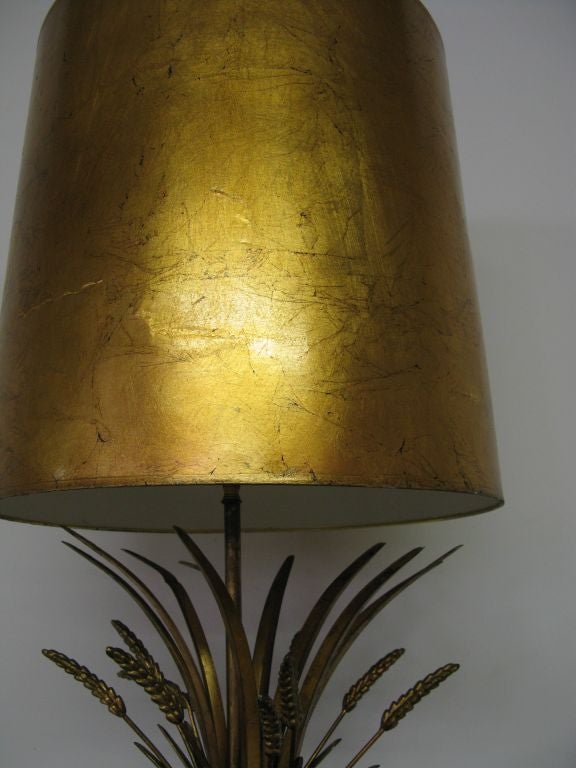 American Large Gilded Metal Table Lamp